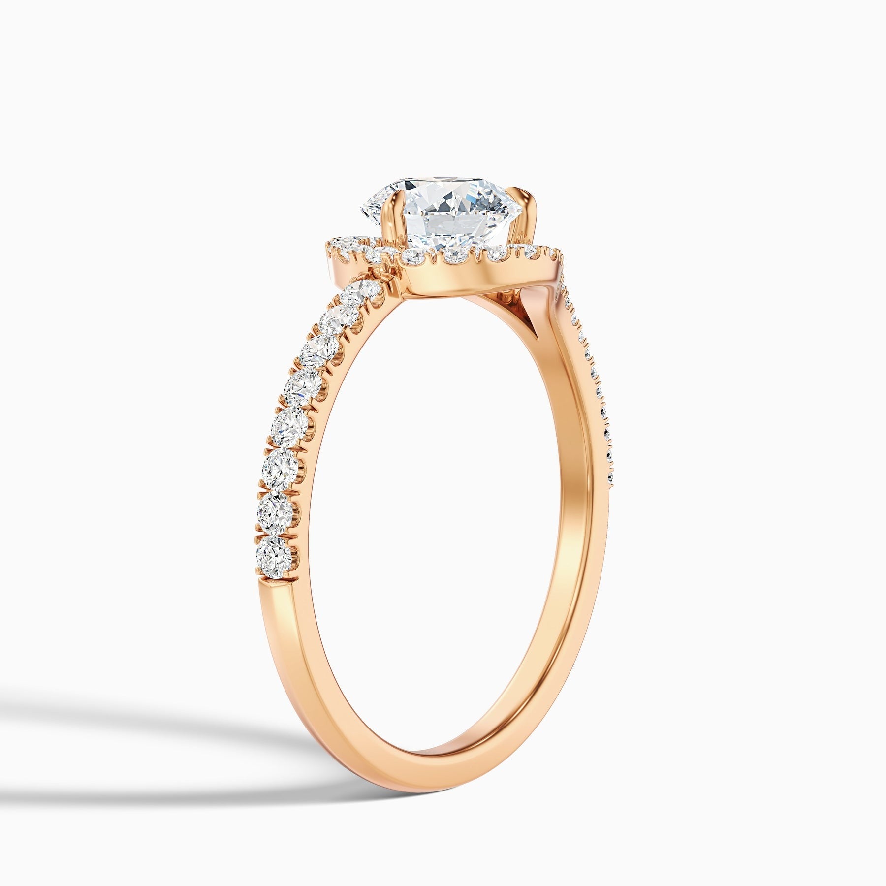 Laviora 1 Carat Round Halo Pave Lab Grown Engagement Ring in 10k Rose Gold